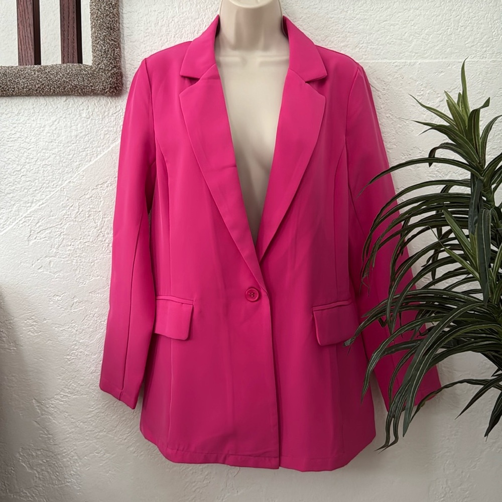 HAPPILY GREY Women’s Hot Pink One Button Blazer Size M EUC